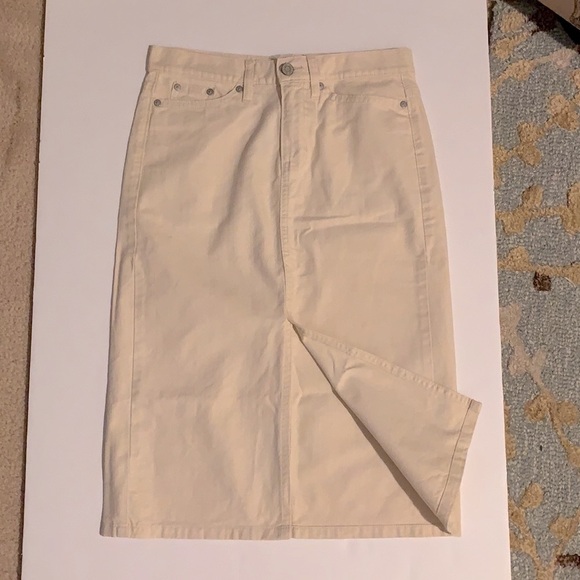Gap Y2K Cream High Slit Front Denim Skirt - Picture 7 of 10